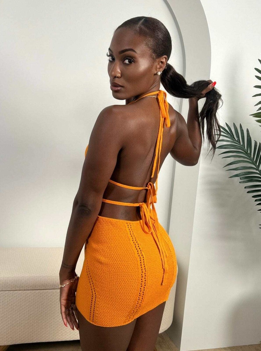 backless knit halter dress Knit Halter Slit Dress Ivory L/XL main image 0