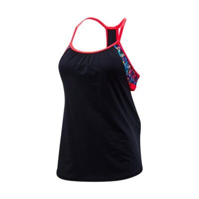 TYR Women's Carnivale Shea 2 in 1 Tank Top, Black/Multicolor, Medium