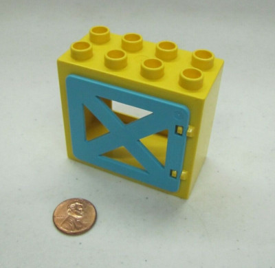 Lego Duplo Yellow & Azure Blue Window Pane Door Unit Building Block 2X4 #2