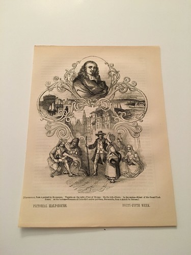 K80) Pierre Corneille Ritratto Dieppe Havre Normandia Francia 1845 Incisione
