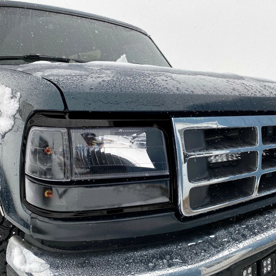 Black Headlights Trim Bezel Pair For 1992-1996 Ford Bronco F150 F250 F350 Pickup Foto 4 de 4