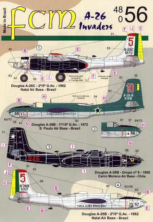 FCM Decals 1/48 DOUGLAS A-26 INVADER Latin American Service