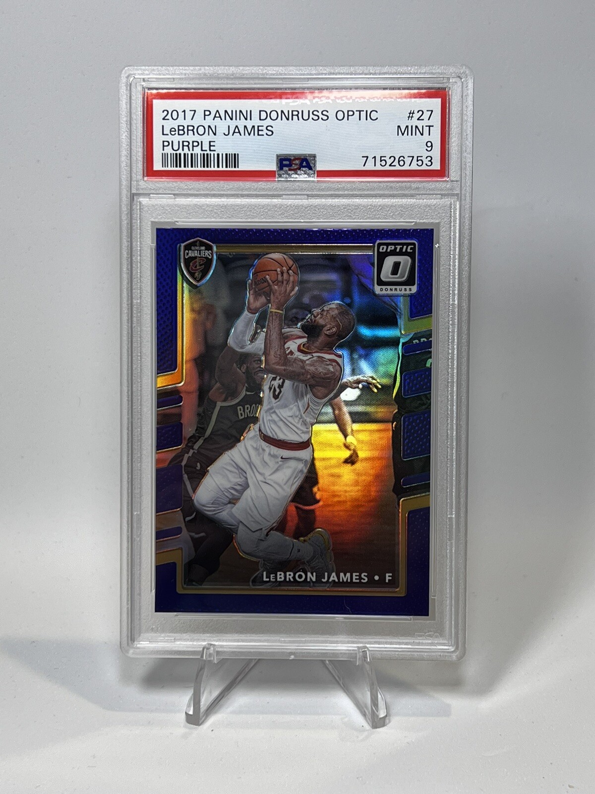 2017-18 DONRUSS OPTIC LeBRON JAMES PURPLE PRIZM #27 PSA 9 LOW POP!