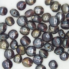 Glass Beads Purple Luster Lentil 7mm. Pack of 50. Made in India.