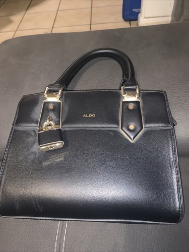 Aldo Women's Small Tote Vegan Leather Arm Bag Purse Satchel Black NWOT