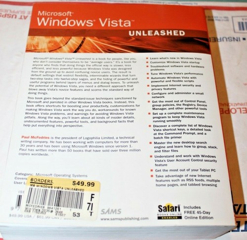 2007 Microsoft Windows Vista Unleashed by Paul McFedries VG+ SAMS - 第 2/3 張圖片