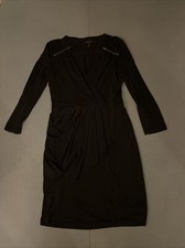 Womens BCBG Maxazria S Little Black Dress Stretchy Faux Wrap