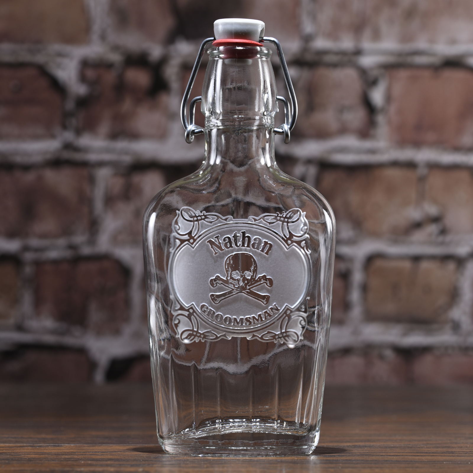 Skull and Cross Bones Flask Groomsmen Gift (Set of 4)