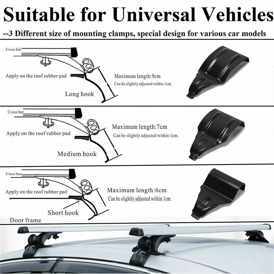 2x 48"Inch Car Roof Rack Cross Rail Bar Luggage Bicycle Boat Carrier Adjustable — 第 3/4 张图片