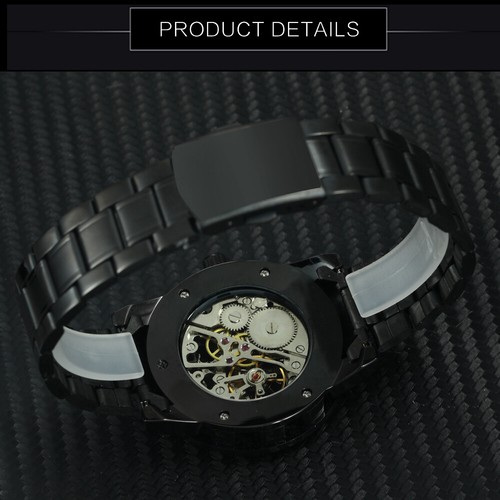 T-WINNER Orologi Meccanici Uomo Acciaio Inox Lusso Orologio da Polso Retro Cavo - Foto 8 di 14
