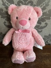 Baby Starters Pink My First Bear Plush Stuffed Animal Teddy Girl Bow Satin Feet