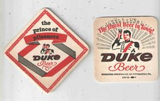 1960s DUKE BEER { THE FINEST BEER IN TOWN } UNUSED BEER COASTER 3 3/8" x 3 3/8"