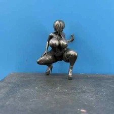 2.1 inch Solid Black Brass Sexy Plump Fat Big Ass Woman Beauty Body Model Statue