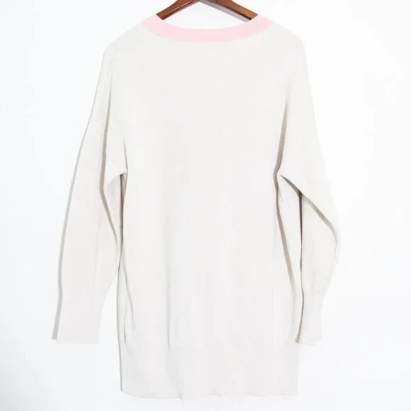 Paris Atelier & Other Stories Cream & Pink Long Cardigan With Gold