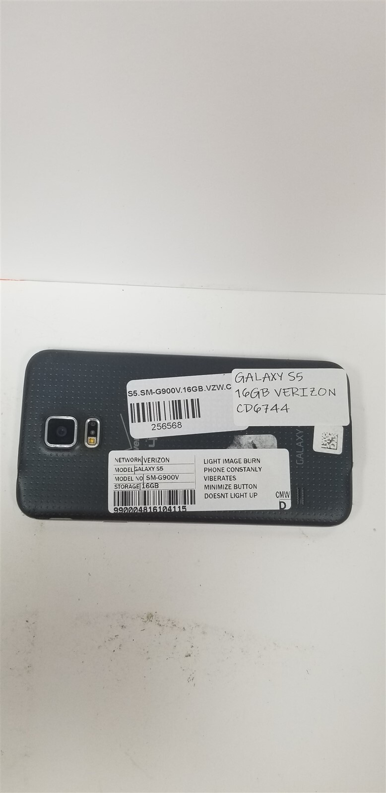 SAMSUNG GALAXY S5 16GB BLACK SM-G900V (VERIZON) DAMAGED CD6744