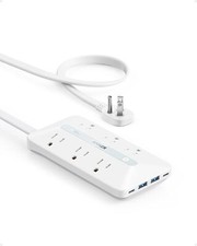 Flat Plug Power Strip 300J , Anker 20W USB C Strip, 10-in-1 Ultra White