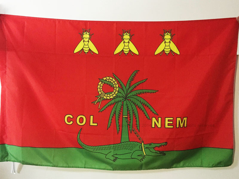 Drapeau Nîmes avec crocodile 150x90cm en maille drap d'or aux finitions haut de gamme