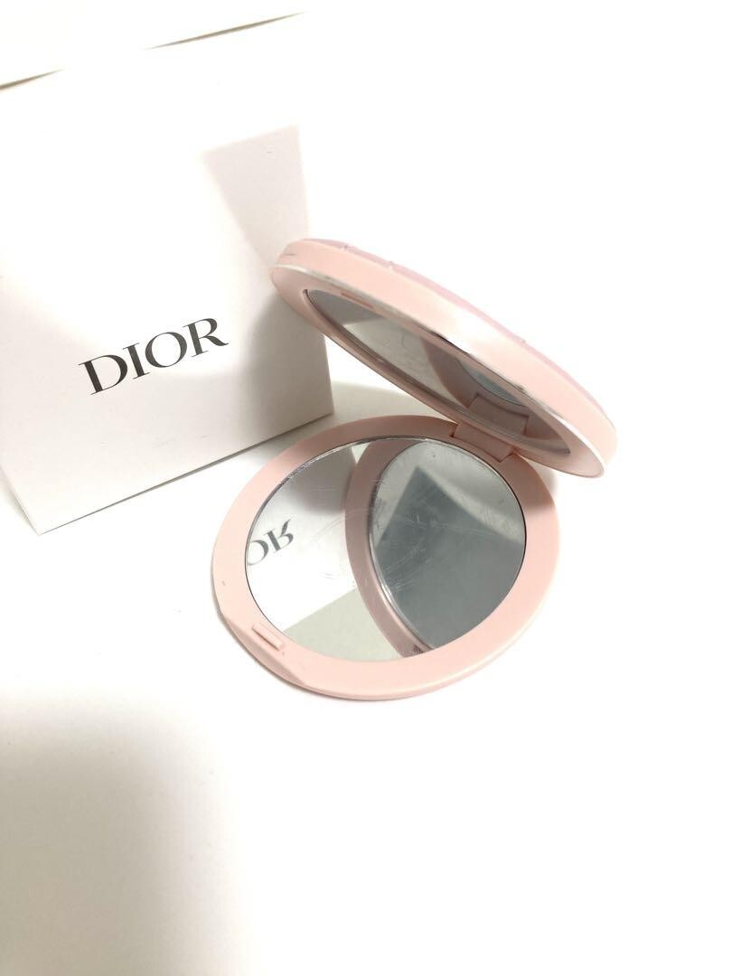 Christian Dior Compact mirror w/box PINK logo Novelty from JAPAN