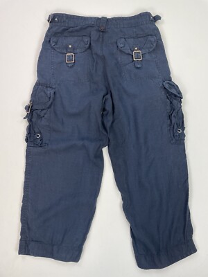 VNTG Polo Ralph Lauren (33x29) Navy Blue Linen Tussah Silk