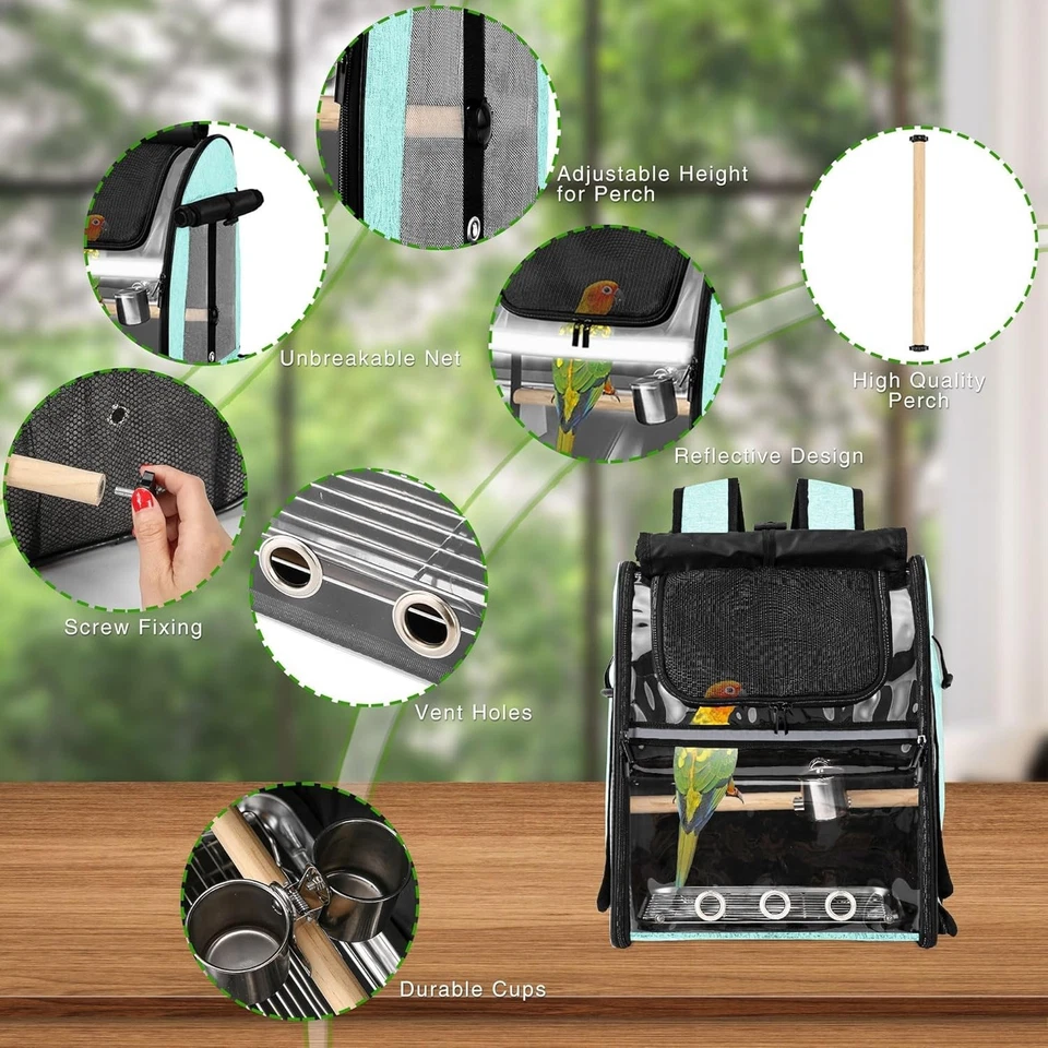 Lightweight Bird Travel Bag with Stainless Steel Mesh - Image 4 of 4