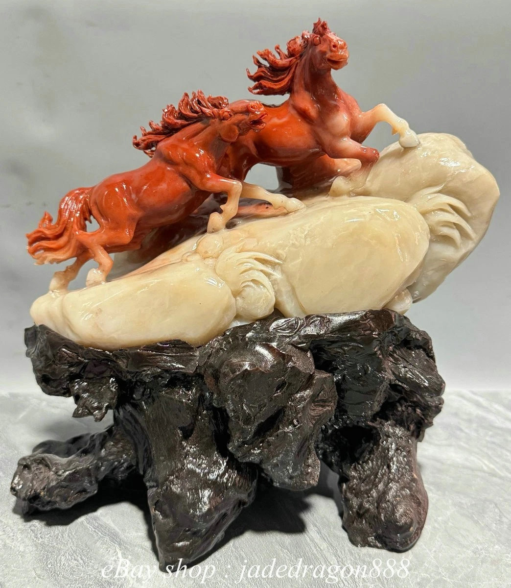中国産寿山石　馬 马动物寿山石主中国风雕像、雕像| eBay