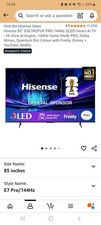 Hisense 85E78QTUK PRO 85 Inch QLED Smart TV 4K HDR Alexa Freeview Dolby Vision 