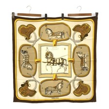 Hermes Carre90 Silk TRES GRAND APPARAT Dressed Horse Scarf Brown