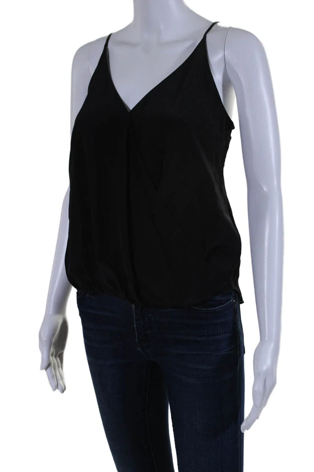 Blusa sin mangas pulóver con cuello en V ajustable de seda negra talla XS de Rory Beca para mujer Foto 2 de 4