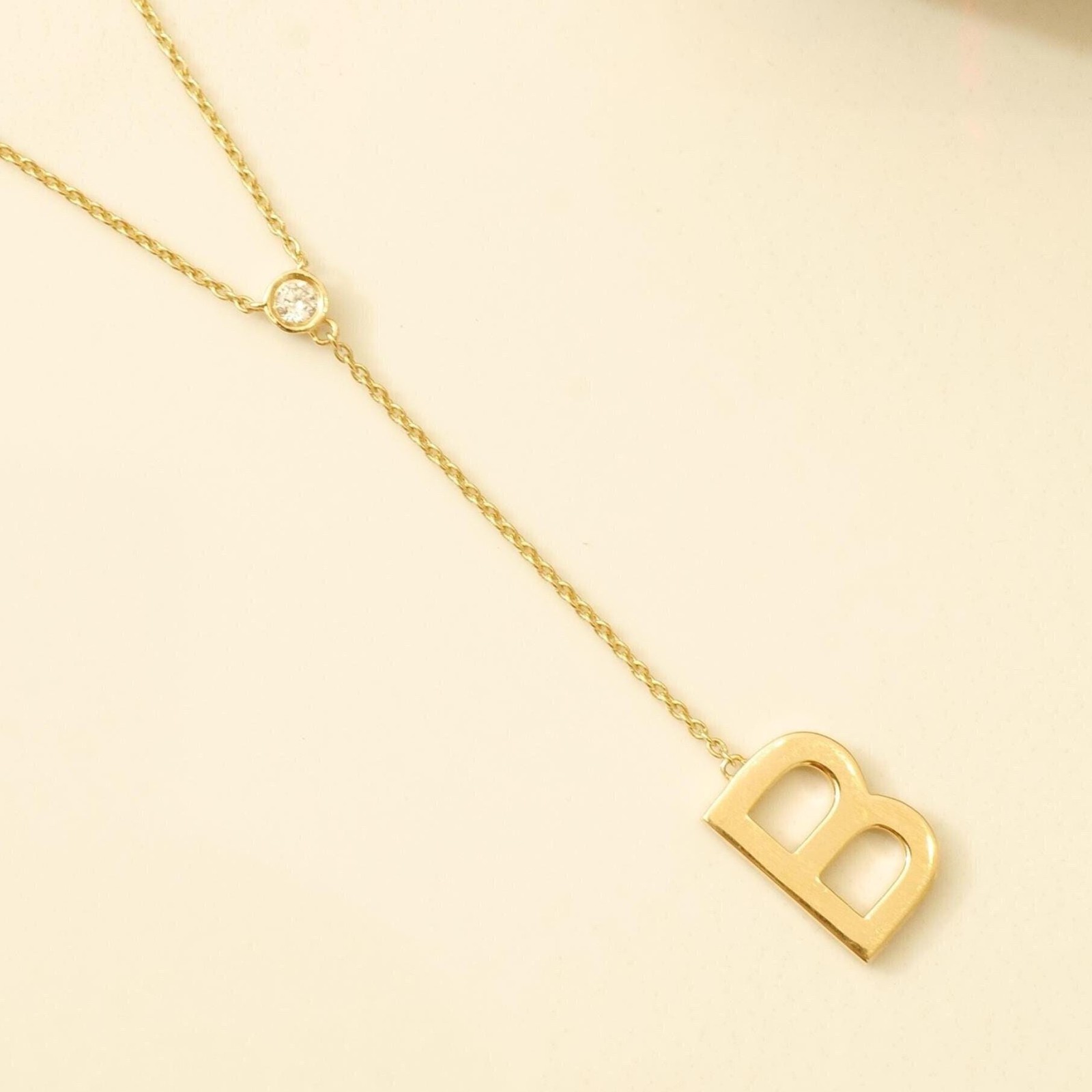 0.05ct Natural Diamond Dainty Necklace 14k Gold Customizable Initial Jewelry