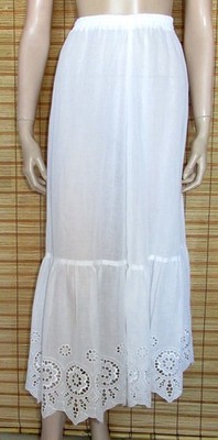 WEISSER TRACHTEN-UNTERROCK - SPITZE - COTTON/POL. - VINTAGE - GR. L