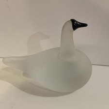Vintage Oiva Toikka Iittala Snow Goose Nuutajärvi Finland Frosted Glass Bird 