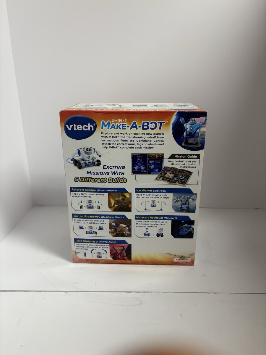 VTech Make-a-Bot 5 En 1 – Robot Transformable Con Misiones, Ojos Expresivos Y Efectos De Sonido, Guía De Misión Incluida Y Piezas Intercambiables Para Niños De 5+ Años