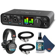 MOTU M2 2x2 USB-C Audio Interface Bundle with Headphone, XLR Cables, and 6Ave