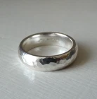 Hammered Sterling Band Ring Silver 925 UK Hallmarks Artisan Made Size M 1/2 6g