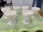 Six vintage Hazel-Atlas Starlite milk glass footed goblet