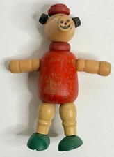 Jaymar Three Little Pigs Wooden Jointed Pull String Toy Vintage 1940s Disney