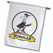 3dRose fl_103001_1 Funny Worlds Greatest Burglar Men Cartoon Garden Flag