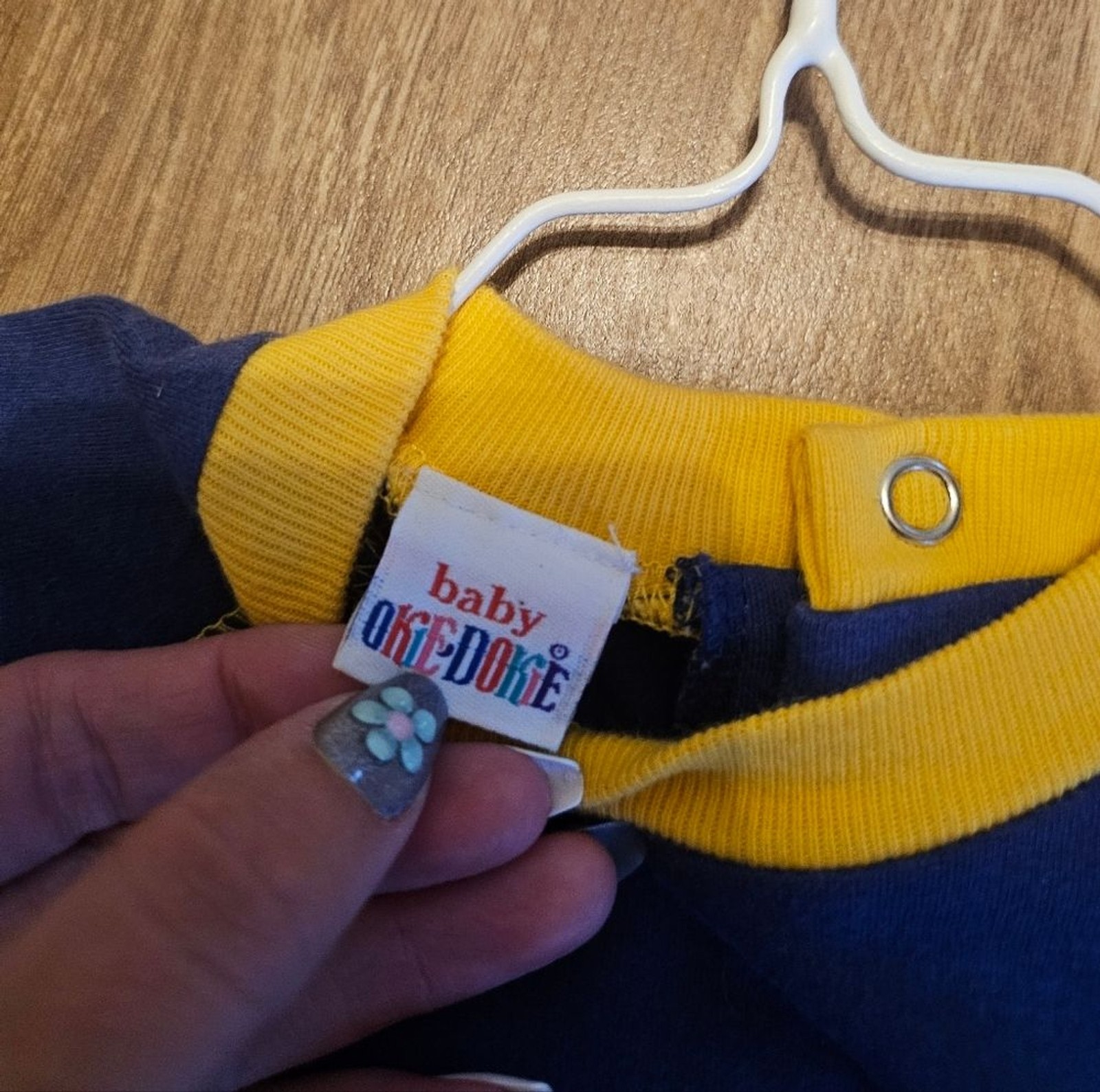 Y2K Vintage Okie Dokie Blue and Yellow Baby Top With Airplanes size 6 to 9 month image 3