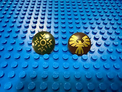 LEGO Shield Lot of 2 Green/Gold LOR Rohan (RARE) & Brown w/ Gold Eagle Shield