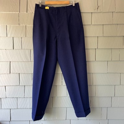 RARE 40s Vintage Inky Blue Flecked High Waisted Hollywood Style Pants 34/30.5