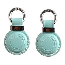 2 Pack Genuine Leather Keychain Holder Compatible with 2 Pack Cyan V2.0