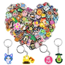 Bulk Keychains 100/200pcs Random Different Keychain Lot Lovely Cool Key Chains f