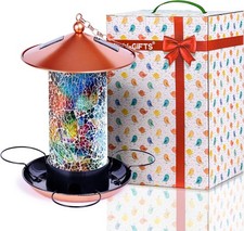 XDW-GIFTS Mosaic Solar Wild Bird Feeder, Waterproof Lantern 13 IN,