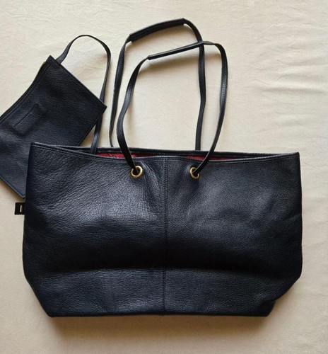 Yves Saint Laurent YSL Reversible Neo Double Tote Bag Navy Red Leather