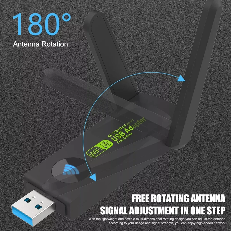 1300Mbps USB WIFI Adapter WLAN Netzwerk USB-Wifi Dongle Antennen Dual Band 5G - Bild 3 von 4