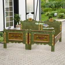 Voglauer Single Bed Old Green Anno 1800 Hand Painted Bed Frame Solid Farmhouse