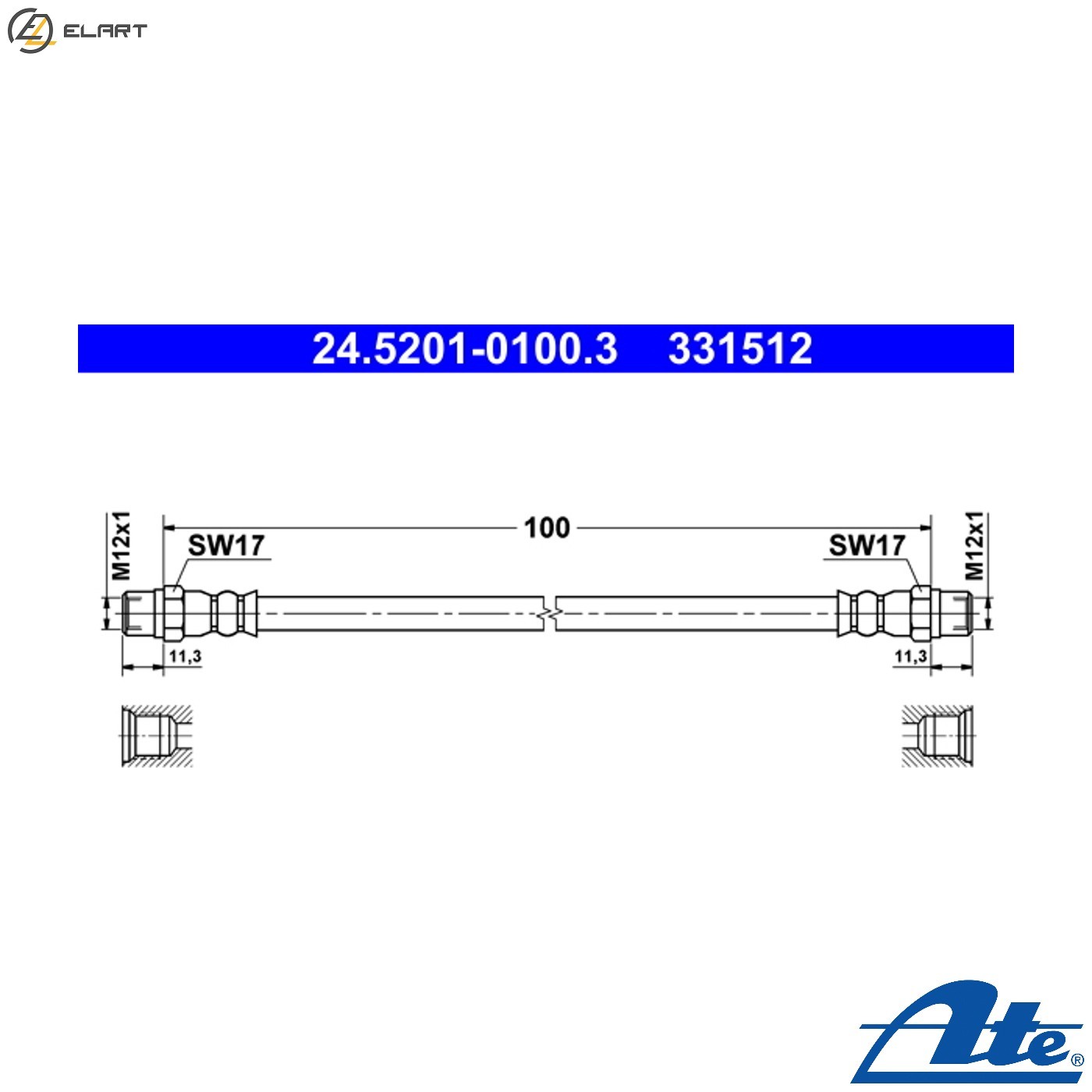 BRAKE HOSE 24.5201-0100.3 FOR BMW 7/E38 M47D20 2.0L 4cyl 5 E39 M57D25 M51D25