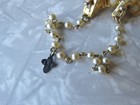 Vintage Sweater Guard Clips Blue metal &  Faux Pearls Gold Tone Chain — photo 6