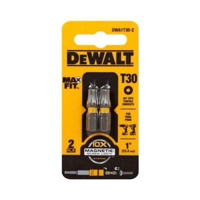 (J) DeWalt 1'' Max Fit Torx T30 Insert Bit, 2 Pack (DWA1T30-2)