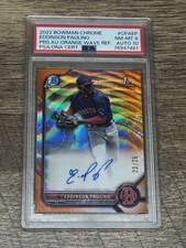 2022 Bowman Chrome Eddinson Paulino Orange Wave Refractor Auto /25 PSA 8 Red Sox